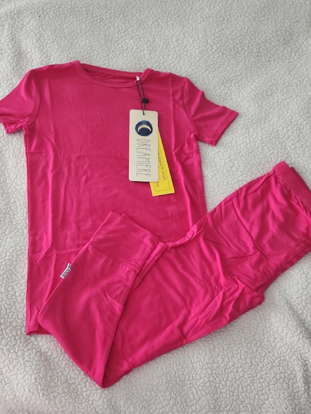NWT Dreamiere bamboo 2 piece solid pink set Size 8
